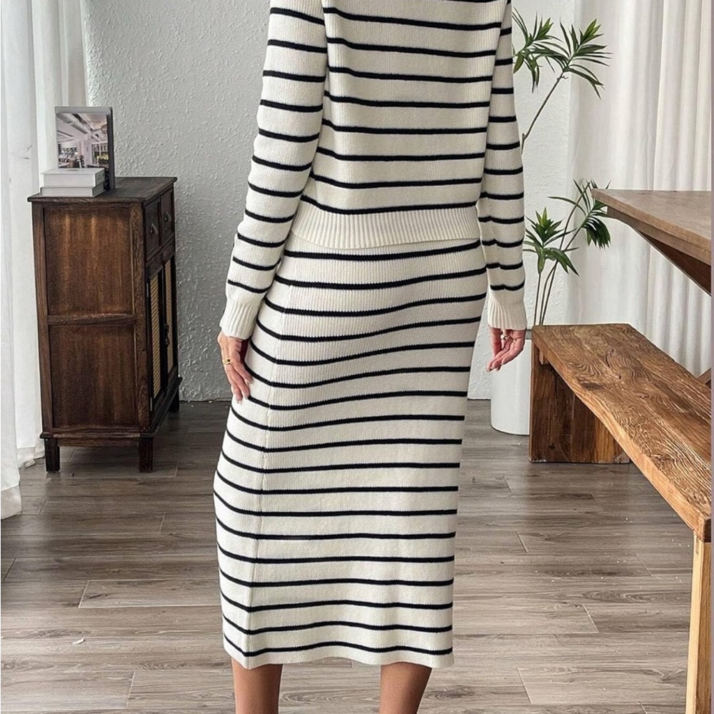 Striped Knit Top AND Skirt OUTFIT in Black and White - small - Picture 4 of 5